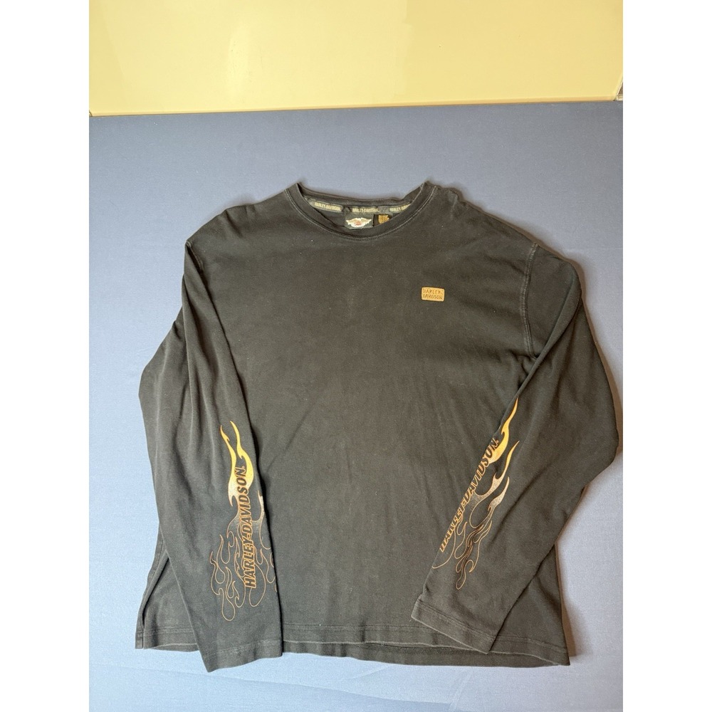 Vintage Y2K Harley-Davidson Live to Ride Long Sleeve Shirt Men's 2XL USA Flames